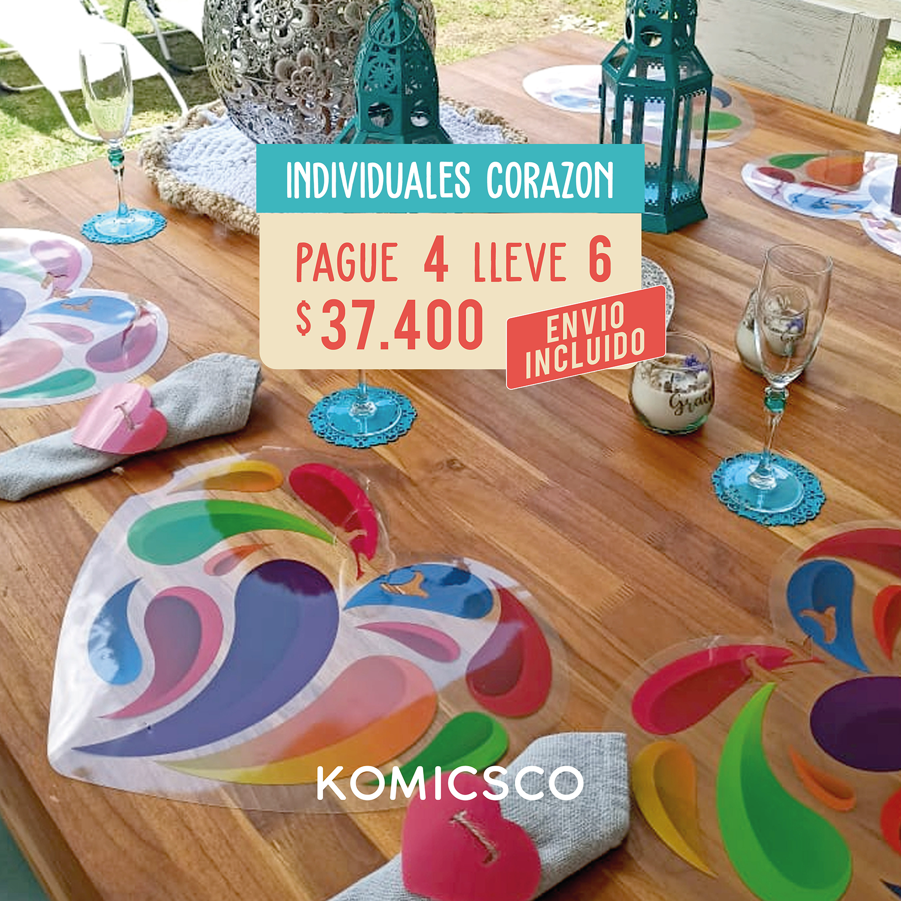 Promoción Individuales Corazón Pincelados