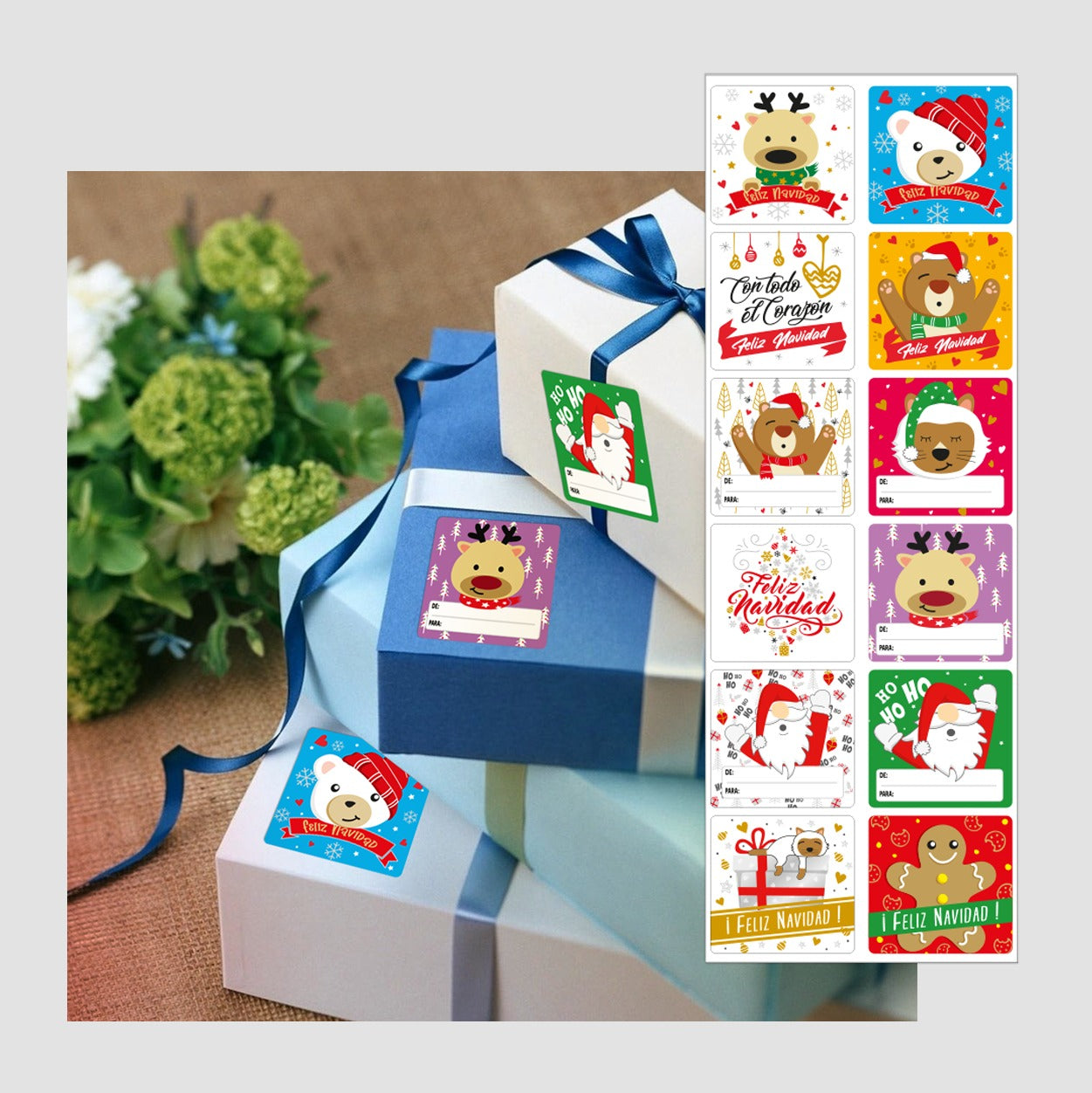 Set por 48 Stickers para Regalos