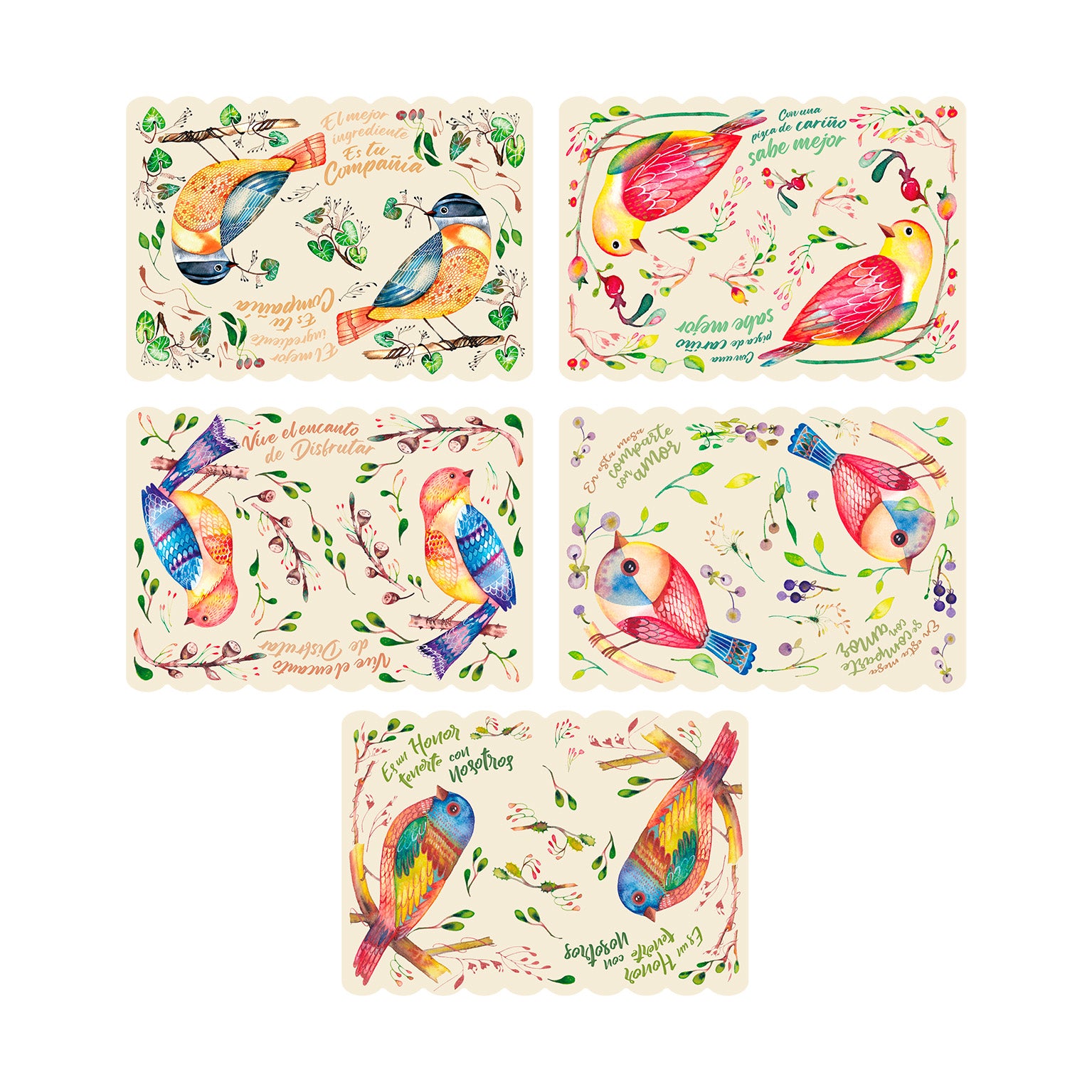 Individuales pájaros