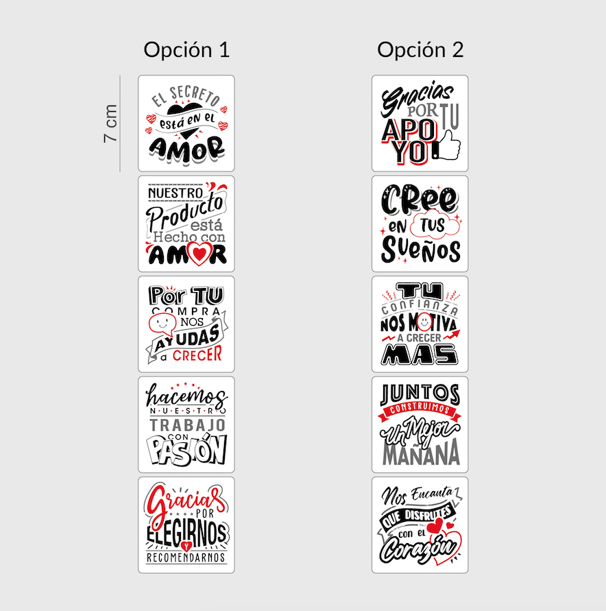 Rollo x 150 Stickers de Lettering para tus Empaques